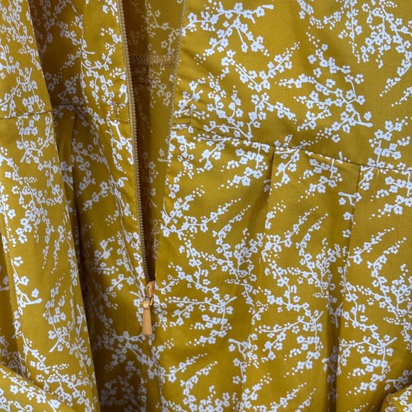 eShakti Midi Shirt Dress Yellow Floral Print Button Front Belted Cotton - Picture 7 of 12